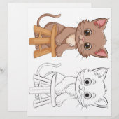 かわいい猫のカラーリングページ (正面/裏面)