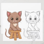 かわいい猫のカラーリングページ (正面/裏面)