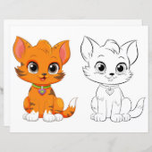 かわいい猫のカラーリングページ (正面/裏面)