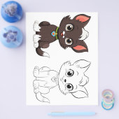かわいい猫のカラーリングページ チラシ (シングル)
