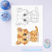 かわいい猫のカラーリングページ チラシ (シングル)