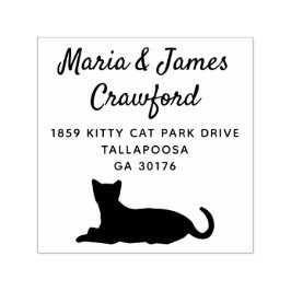 かわいい猫のカリグラフィー体ファミリーネームリターンアドレス セルフインキングスタンプ
