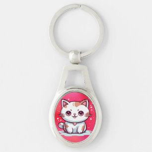 かわいい猫のカワイイスタイルのクリップアート キーホルダー