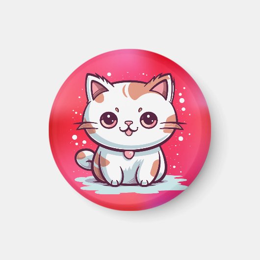 かわいい猫のカワイイスタイルのクリップアート マグネット (正面)