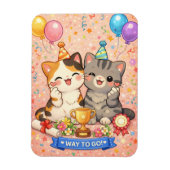 かわいい猫のカード パーティーキテン マグネット (縦)