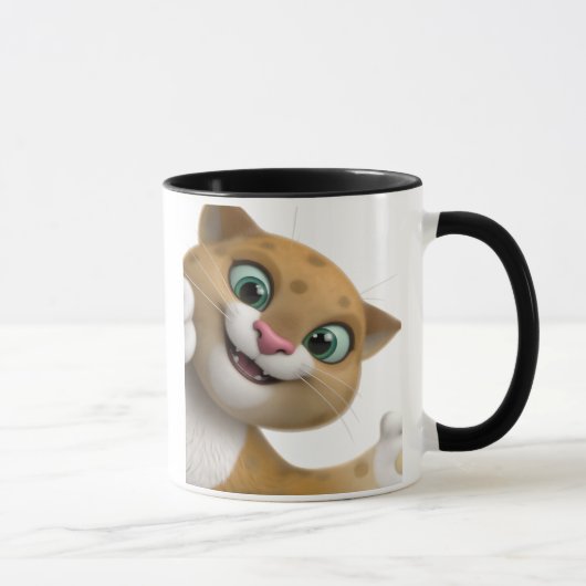 かわいい猫のキャラクターのクローズアップ マグカップ (右)