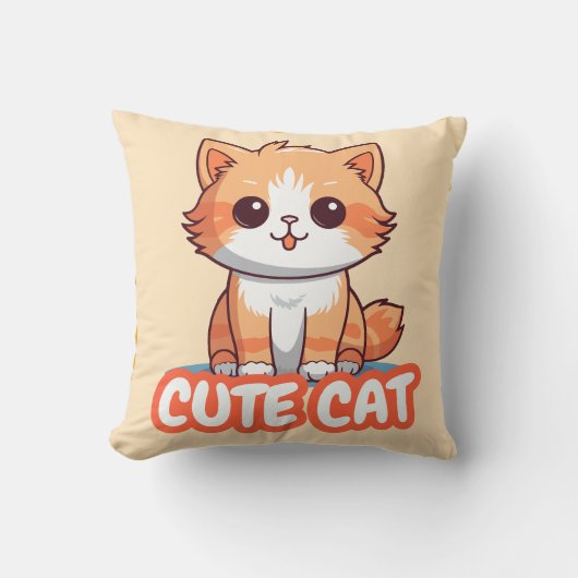 かわいい猫のキャラクタークッションカバー クッション (正面)