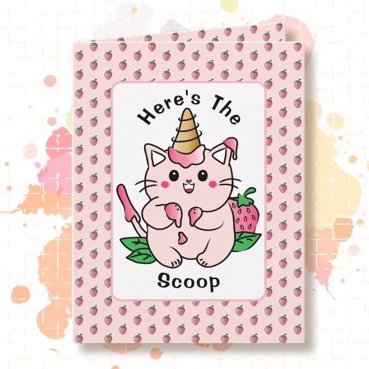 かわいい猫のキャラクター アイスクリーム スイーツ モダン 誕生日 カード