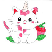 かわいい猫のキャラクター アイスクリーム スイーツ モダン 誕生日 カード