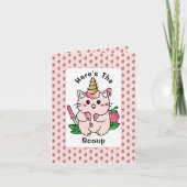 かわいい猫のキャラクター アイスクリーム スイーツ モダン 誕生日 カード (正面)