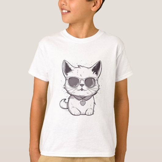 かわいい猫のキャラクター Tシャツ (正面)