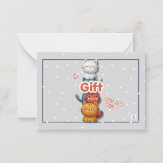 🎁 かわいい猫のギフトカード|あなただけへのメッセージカード 🌟 ノートカード