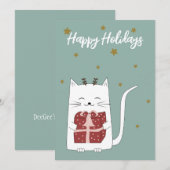 かわいい猫のギフト付きホリデーカード シーズンカード (正面/裏面)