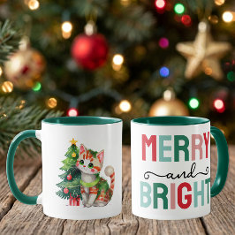 かわいい猫のクリスマスおめでたいデザイン マグカップ