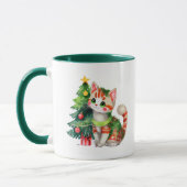 かわいい猫のクリスマスおめでたいデザイン マグカップ (左)