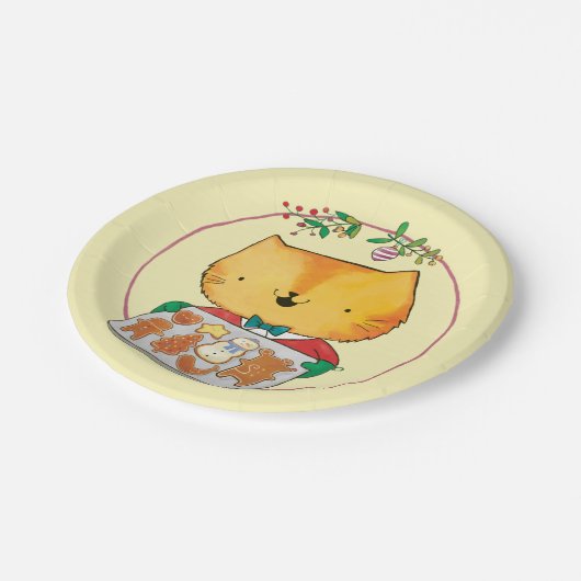 かわいい猫のクリスマスの紙皿 ペーパープレート (アングル)