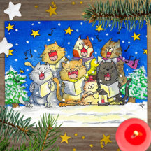 かわいい猫のクリスマスキャロルシンガーズのポストカード