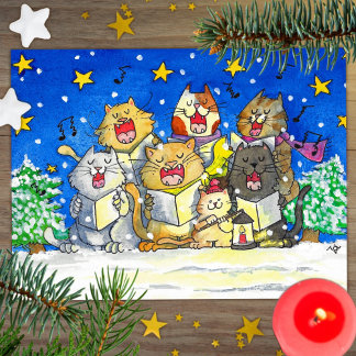 かわいい猫のクリスマスキャロルシンガーズのポストカード ポストカード