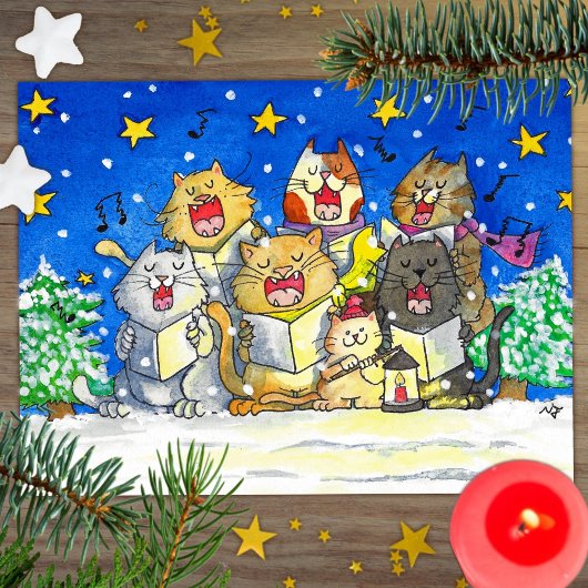 かわいい猫のクリスマスキャロルシンガーズのポストカード ポストカード