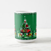かわいい猫のクリスマスツリーパーソナライズされた モーフィングマグカップ (中央)