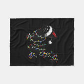 かわいい猫のクリスマスツリーライト面白いサンタ子猫 フリースブランケット (正面(横))