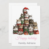 :  🎄 かわいい猫のクリスマスツリー ファミリー ホリデー カード (正面/裏面)