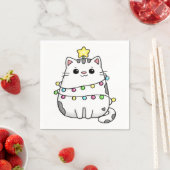 かわいい猫のクリスマスデザイン スタンダードカクテルナプキン (インサイチュ)
