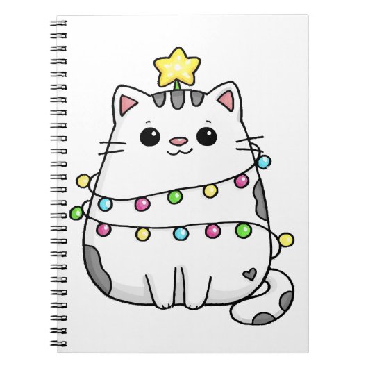かわいい猫のクリスマスデザイン ノートブック (正面)