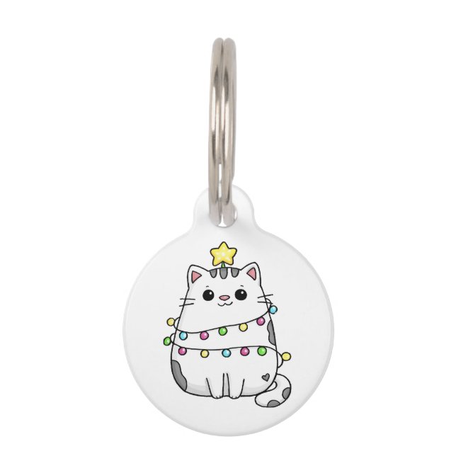 かわいい猫のクリスマスデザイン ペット　ネームタグ (正面)