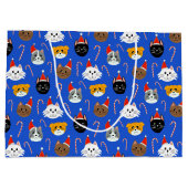 かわいい猫のクリスマスパターン（の模様が）ある ラージペーパーバッグ (裏面)