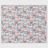 かわいい猫のクリスマスパターン、ギフト ラッピングペーパー (フラット)