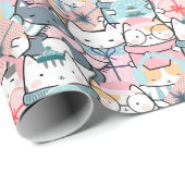 かわいい猫のクリスマスパターン、ギフト ラッピングペーパー (ロールコーナー)