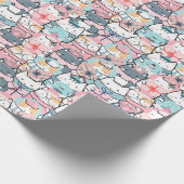 かわいい猫のクリスマスパターン、プレゼント ラッピングペーパー (角)