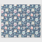 かわいい猫のクリスマスパターン、プレゼント ラッピングペーパー (フラット)