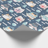 かわいい猫のクリスマスパターン、プレゼント ラッピングペーパー (角)