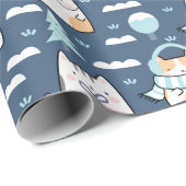 かわいい猫のクリスマスパターン、プレゼント ラッピングペーパー (ロールコーナー)