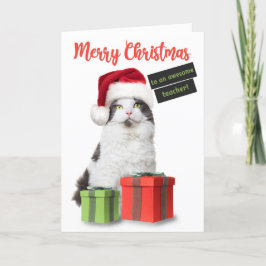 かわいい猫のクリスマスプレゼント教師 シーズンカード