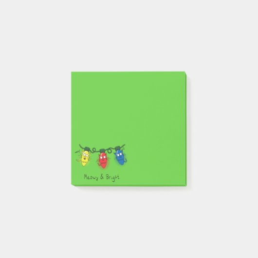 かわいい猫のクリスマスライト ポストイット (正面)