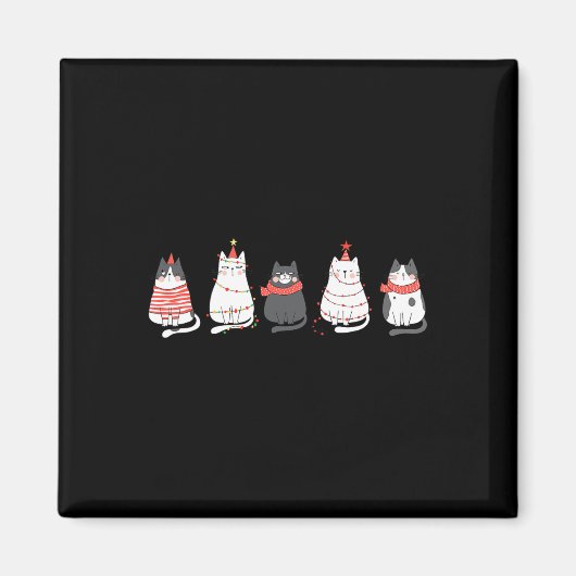 かわいい猫のクリスマス電飾 面白いクリスマスプレゼント マグネット (正面)