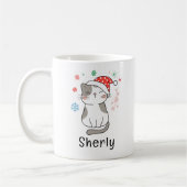 かわいい猫のクリスマス オリジナルネーム コーヒーマグカップ (左)