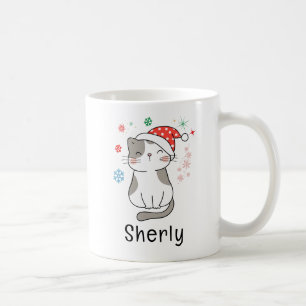 かわいい猫のクリスマス オリジナルネーム コーヒーマグカップ