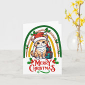 かわいい猫のクリスマス カード (黄色い花)