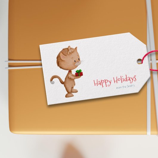 かわいい猫のクリスマス ギフトタグ