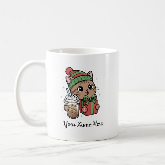 かわいい猫のクリスマス コーヒーマグ コーヒーマグカップ (左)
