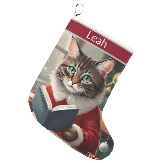 かわいい猫のクリスマス ラージクリスマスストッキング