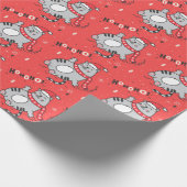 かわいい猫のクリスマス　楽しいご挨 ラッピングペーパー (角)