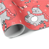 かわいい猫のクリスマス　楽しいご挨 ラッピングペーパー (ロールコーナー)