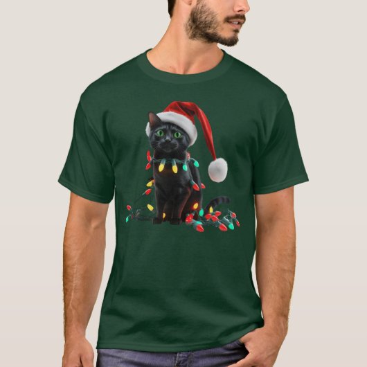かわいい猫のクリスマス Tシャツ (正面)