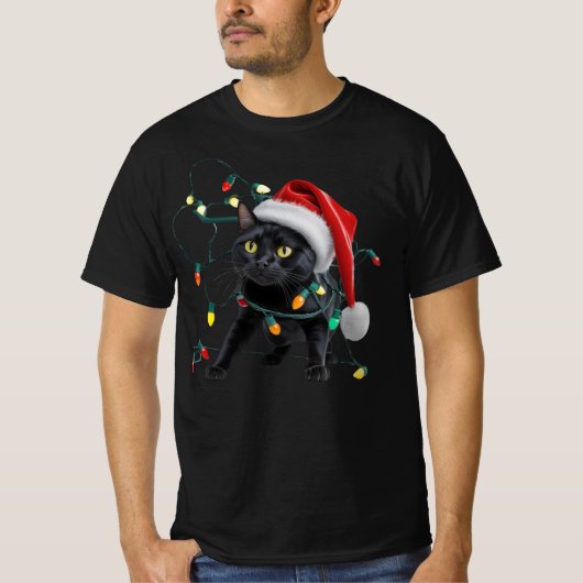 かわいい猫のクリスマス Tシャツ (正面)