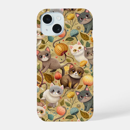 かわいい猫のケース iPhone 15ケース (裏面)